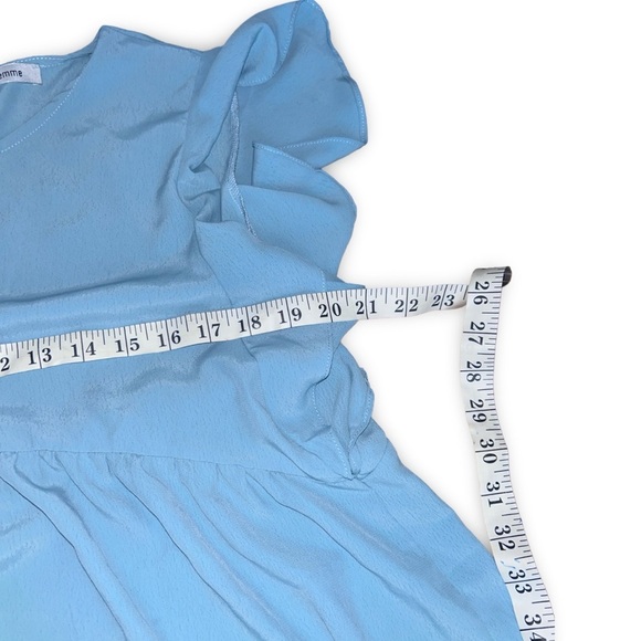 Ces Femme Women's Blue Short Sleeve Ruffle Tunic Size Large - Picture 4 of 8